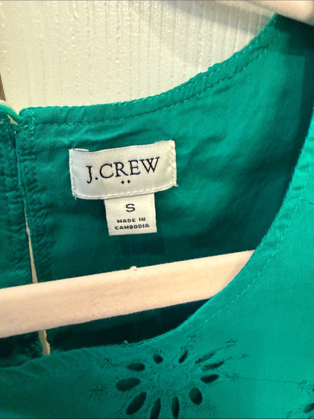 J. Crew Green Eyelet Sleeveless Cotton Top - Picture 3 of 6